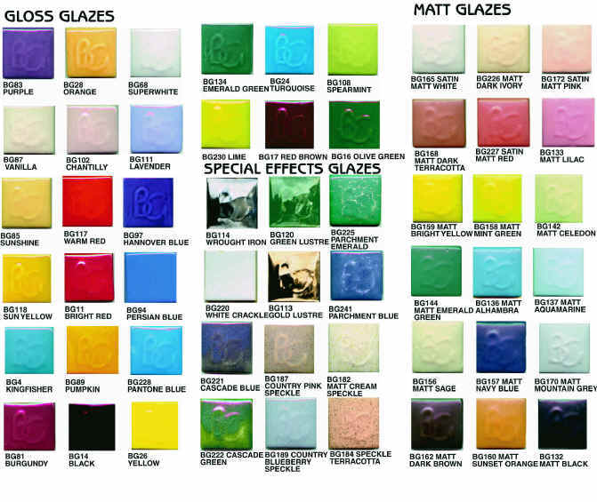 Gare Glaze Color Chart